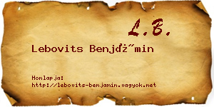 Lebovits Benjámin névjegykártya